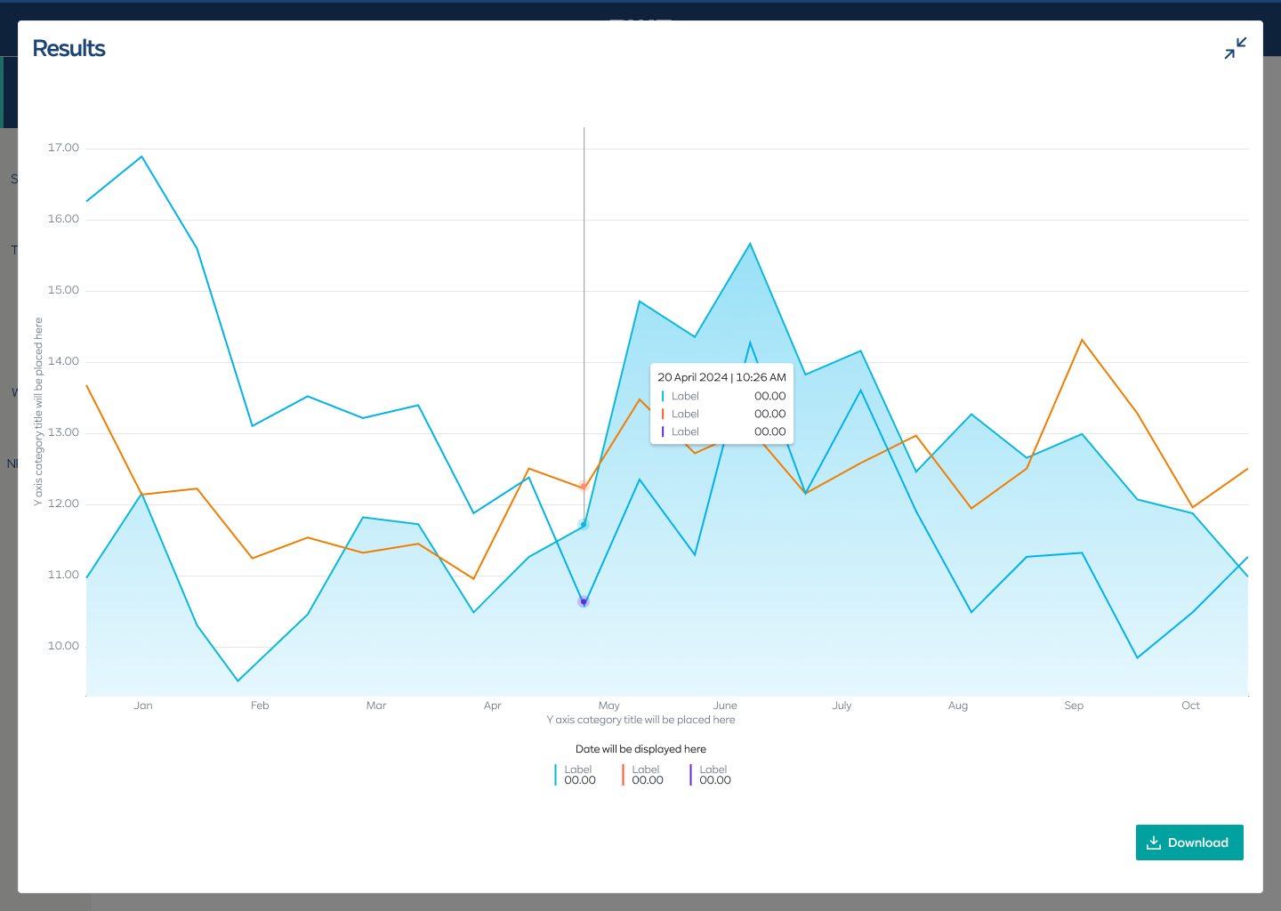 Expanded chart view with interactive tooltip showing data point details on hover